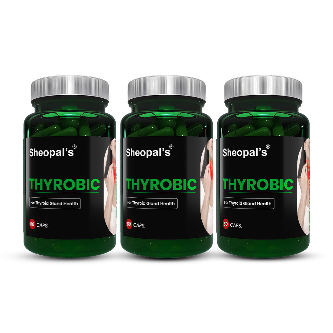 Sheopals Thyrobic thyroid capsules 3 bottle pack for long term thyroid health support
