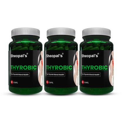 Sheopals Thyrobic thyroid capsules 3 bottle pack for long term thyroid health support