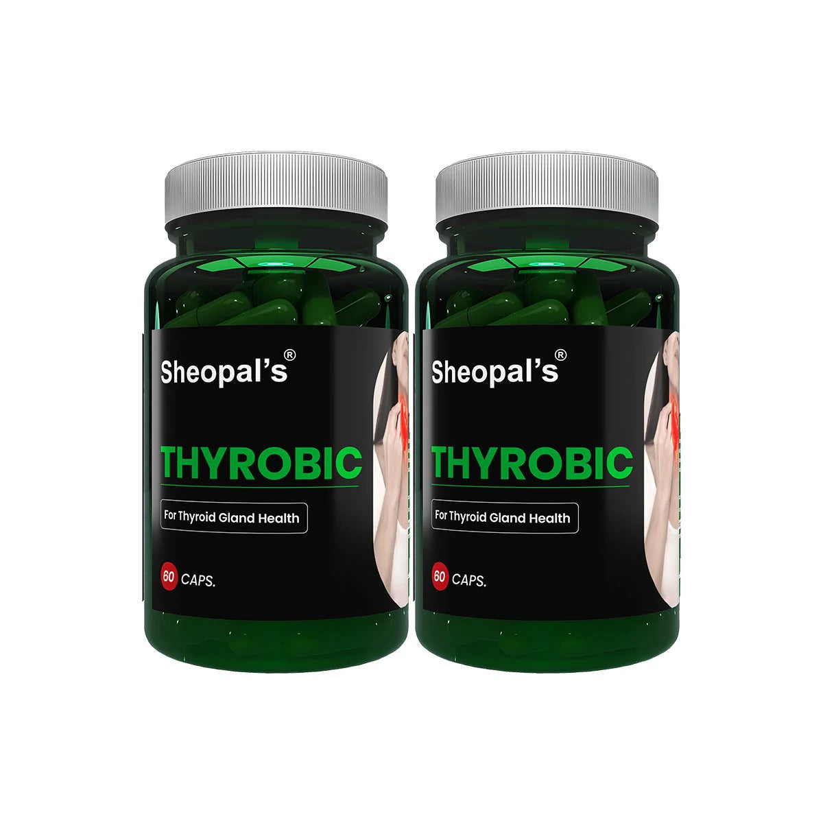 Sheopals Thyrobic thyroid capsules pack of 2 bottles for thyroid support