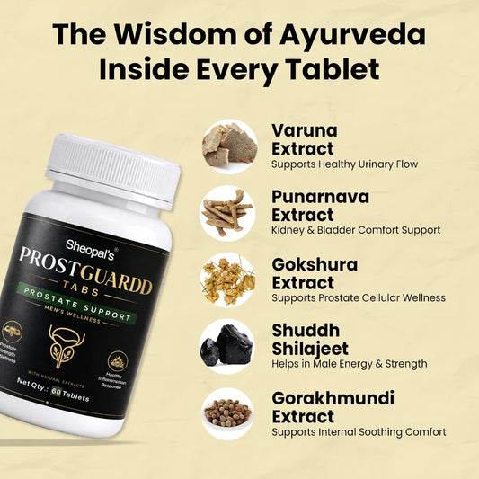Sheopal’s ProstGuardd Tablets | Ayurvedic Support for Prostate Health | 60 Tablets