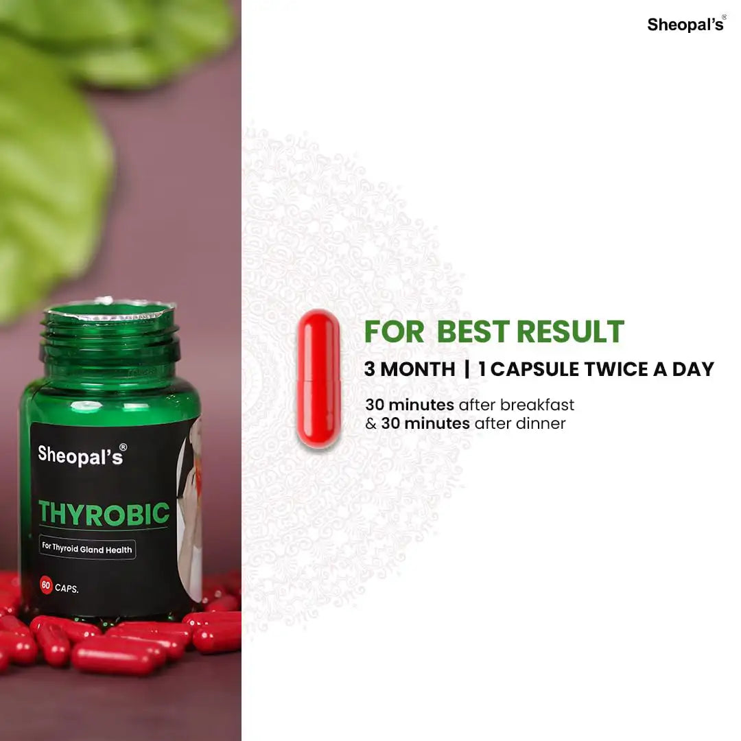Sheopals Thyrobic thyroid capsules dosage 1 capsule twice daily for thyroid support