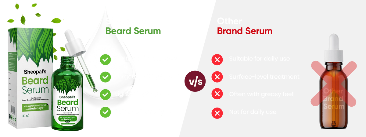 Sheopal's Beard Serum compared with regular beard oil