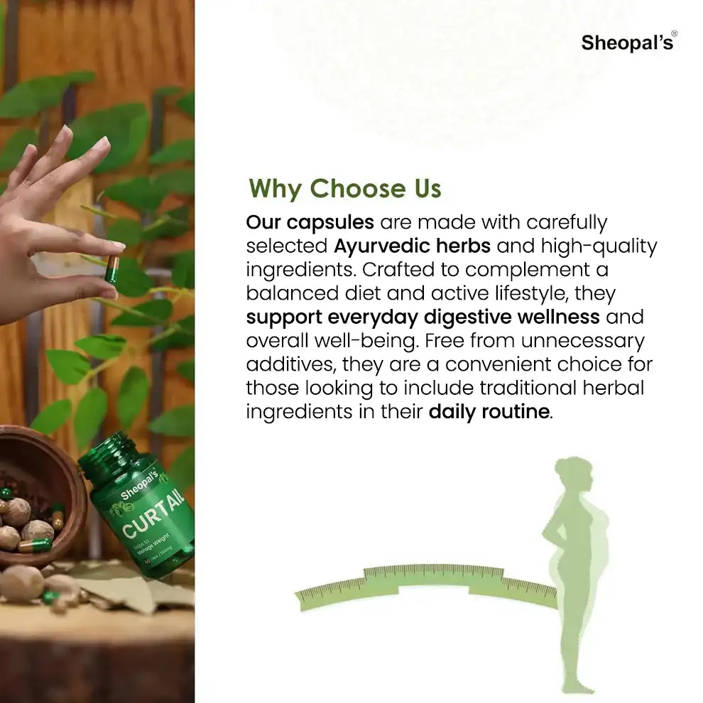 Sheopal's Curtail | Weight Management Capsules | Daily Wellness Supplement | 60 Capsules